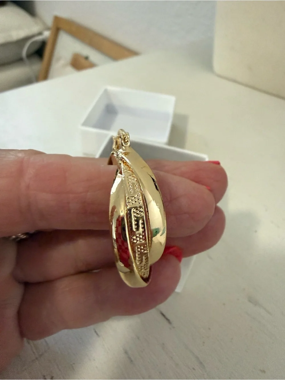 Golden hour 18 kt over gold filled premium Miami retailer detailed gold hoops